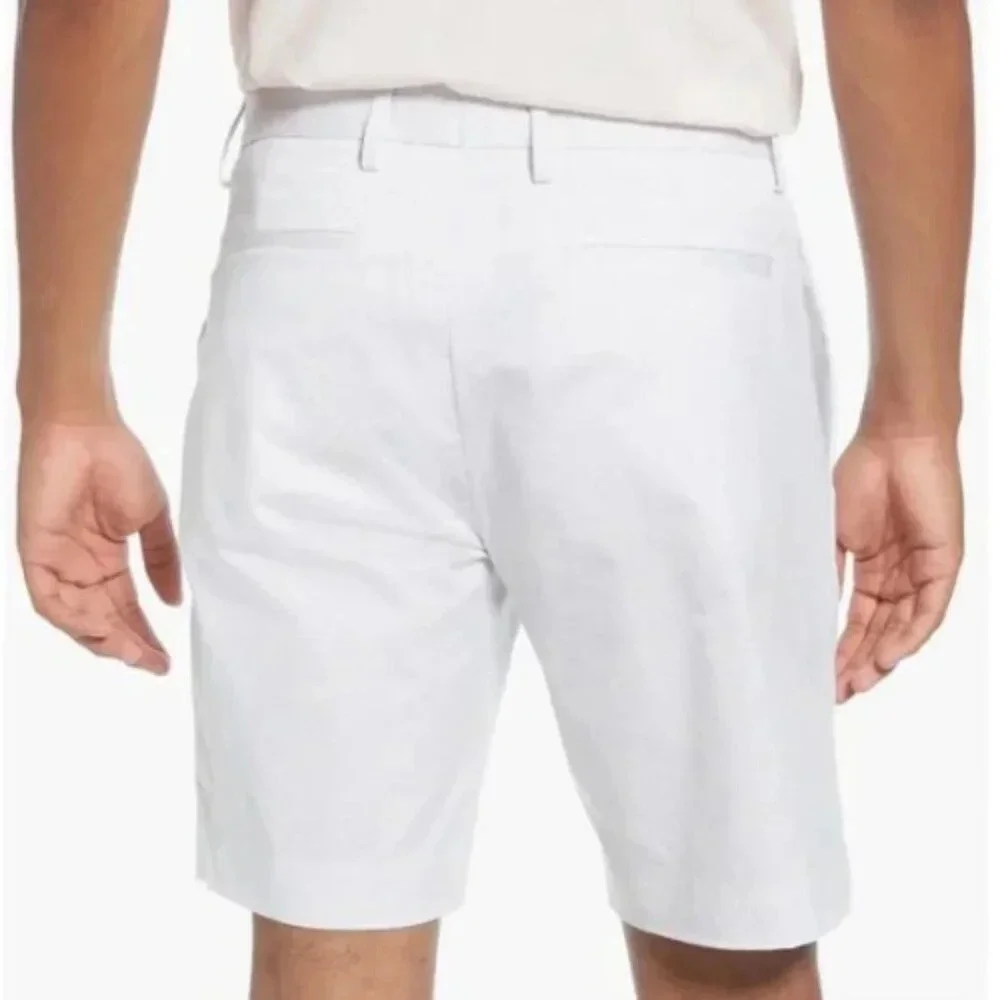 New! Theory Zaine Slim Sillar Print Shorts moon white 28877